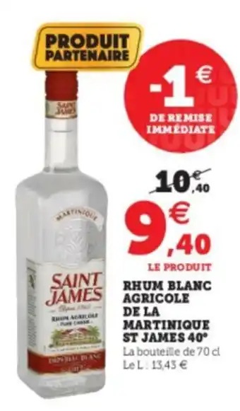 Super U Rhum blanc agricole de la offre