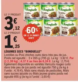 E.Leclerc Drive BONDUELLE Légumes secs offre