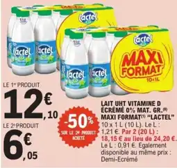 E.Leclerc Drive LACTEL Lait uht vitamine d écrémé 0% mat. gr. maxi format offre