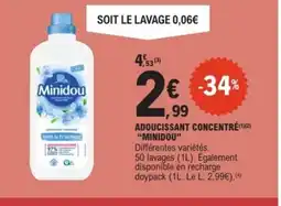 E.Leclerc Drive MINIDOU Adoucissant concentré offre