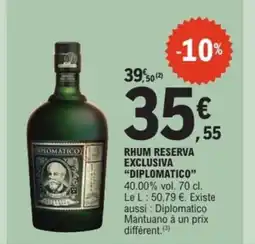 E.Leclerc Drive DIPLOMATICO Rhum reserva exclusiva offre