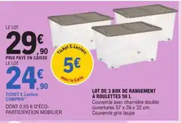 E.Leclerc Drive Lot de 3 box de rangement à roulettes offre