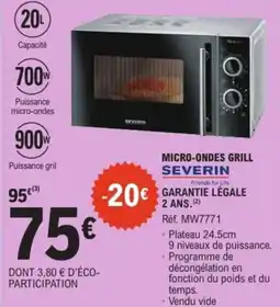 E.Leclerc Drive SEVERIN Micro ondes grill offre