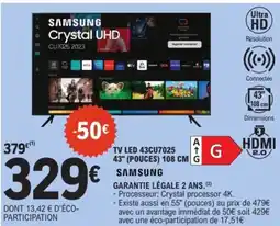 E.Leclerc Drive SAMSUNG TV LED 43CU7025 offre