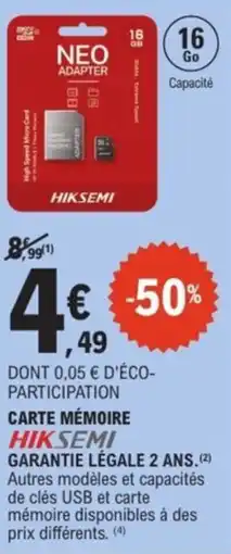 E.Leclerc Drive HIKSEMI Carte mémoire offre