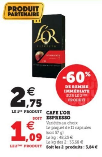 Super U Cafe l'or espresso offre