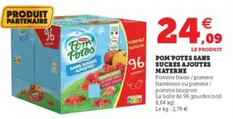 Super U Pom'potes sans sucres ajoutes materne offre