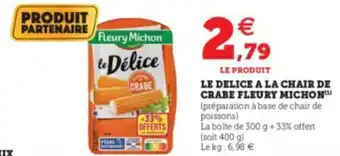 Super U Le delice a la chair de crabe fleury michon offre