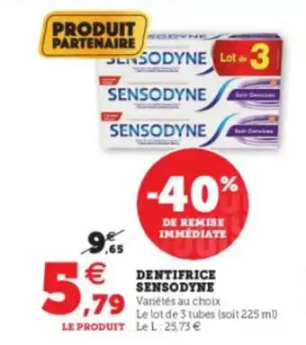 Super U Dentifrice sensodyne offre
