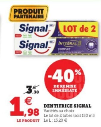 Super U Dentifrice signal offre