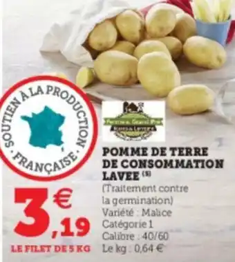 Super U Pomme de terre de consommation lavee offre