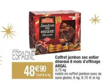 Migros Coffret jambon sec entier désosse 8 mois d'affinage ARGAL offre