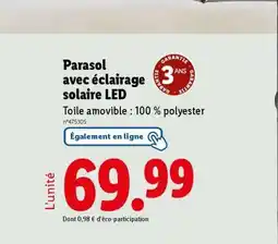 Lidl Parasol avec éclairage solaire LED offre