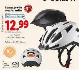 Lidl Casque de vélo avec feu arrière offre