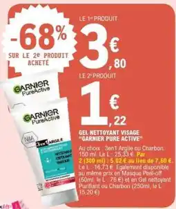 E.Leclerc Gel Nettoyant Visage 'Garnier Pure Active' offre