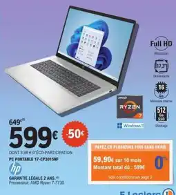 E.Leclerc PC PORTABLE 17-CP3015NF offre