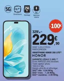 E.Leclerc SMARTPHONE HONOR 200 LITE offre