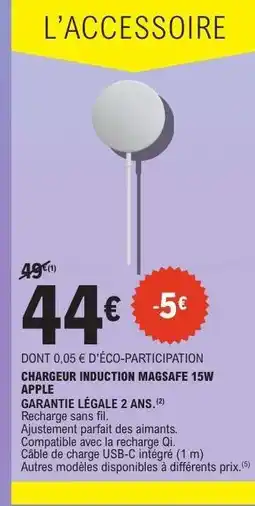 E.Leclerc CHARGEUR INDUCTION MAGSAFE 15W APPLE offre