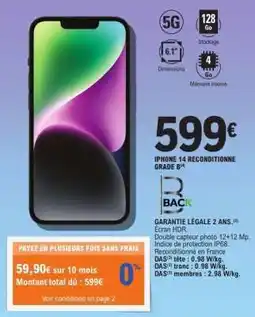 E.Leclerc IPHONE 14 RECONDITIONNE GRADE B offre