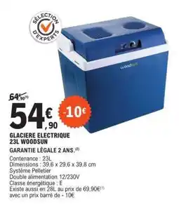 E.Leclerc GLACIERE ELECTRIQUE 23L WOODSUN offre
