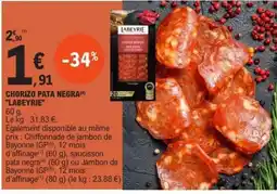 E.Leclerc CHORIZO PATA NEGRA 'LABEYRIE' offre
