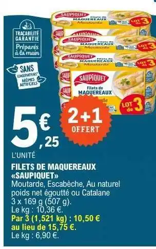 E.Leclerc FILETS DE MAQUEREAUX 'SAUPIQUET' offre