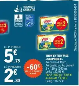E.Leclerc Thon Entier Msc Saupiquet offre