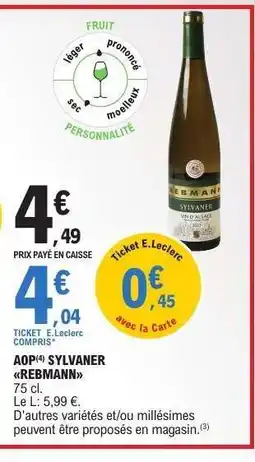 E.Leclerc AOP SYLVANER REBAMNN offre
