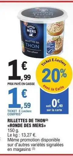 E.Leclerc Rillettes de Thon 'Ronde des Mers' offre