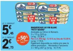 E.Leclerc MAQUEREAUX AU VIN BLANC PETIT NAVIRE offre