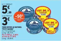 E.Leclerc Thon entier au naturel 'Petit Navire' offre