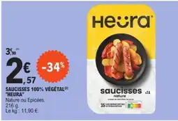 E.Leclerc SAUCISSES 100% VÉGÉTAL HEURA offre