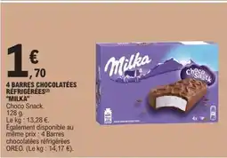 E.Leclerc 4 BARRES CHOCOLATÉES RÉFRIGÉRÉES MILKA offre