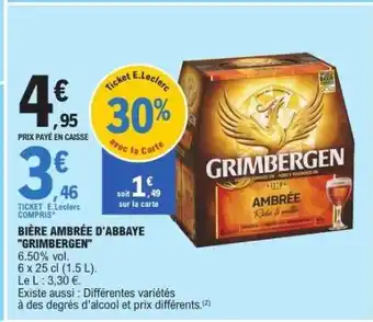 E.Leclerc BIÈRE AMBRÉE D'ABBAYE 'GRIMBERGEN' offre