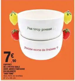 E.Leclerc COFFRET DE 2 PETITS BOLS AVEC ANSES FANTAISIE EN DOLOMITE ARD'TIME offre