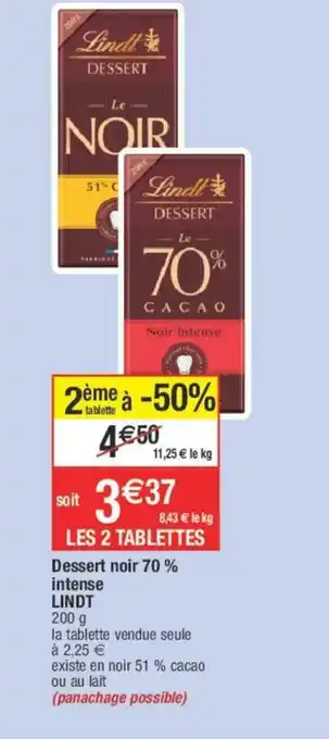 Migros Dessert noir 70% intense offre
