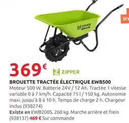 Rural Master ZIPPER Brouette tractée électrique ewb500 offre