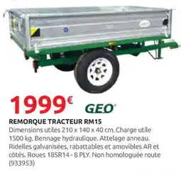 Rural Master GEO Remorque tracteur rm15 offre