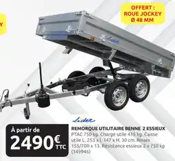 Rural Master LIDER Remorque utilitaire benne 2 essieux offre