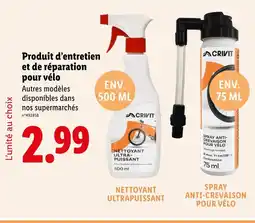 Lidl Crivit Nettoyant ultrapuisant, Spray anti-crevaison pour vélo offre