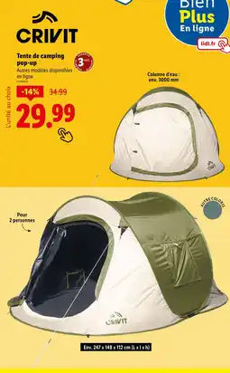 Lidl Crivit Tente de camping pop-up offre