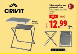 Lidl Crivit Tabouret pliant avec plateau de table offre