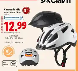 Lidl Crivit Casque de vélo avec feu arrière offre