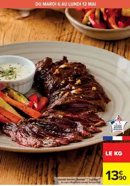 Cora x Carrefour viande bovine: hampe*** à griller Au rayon Boucherie-volaille libre service offre