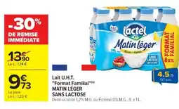 Cora x Carrefour LACTEL Lait u.h.t. "format familial" matin léger offre