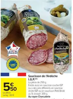 Cora x Carrefour Saucisson de l'Ardèche I.G.P. offre