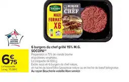 Cora x Carrefour SOCOPA 6 burgers du chef grillé 15% M.G. offre