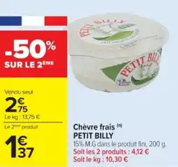 Cora x Carrefour PETIT BILLY Chèvre frais offre