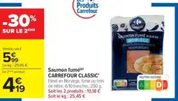 Cora x Carrefour CARREFOUR CLASSIC Saumon fumé offre