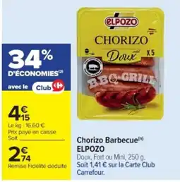 Cora x Carrefour ELPOZO Chorizo Barbecue offre